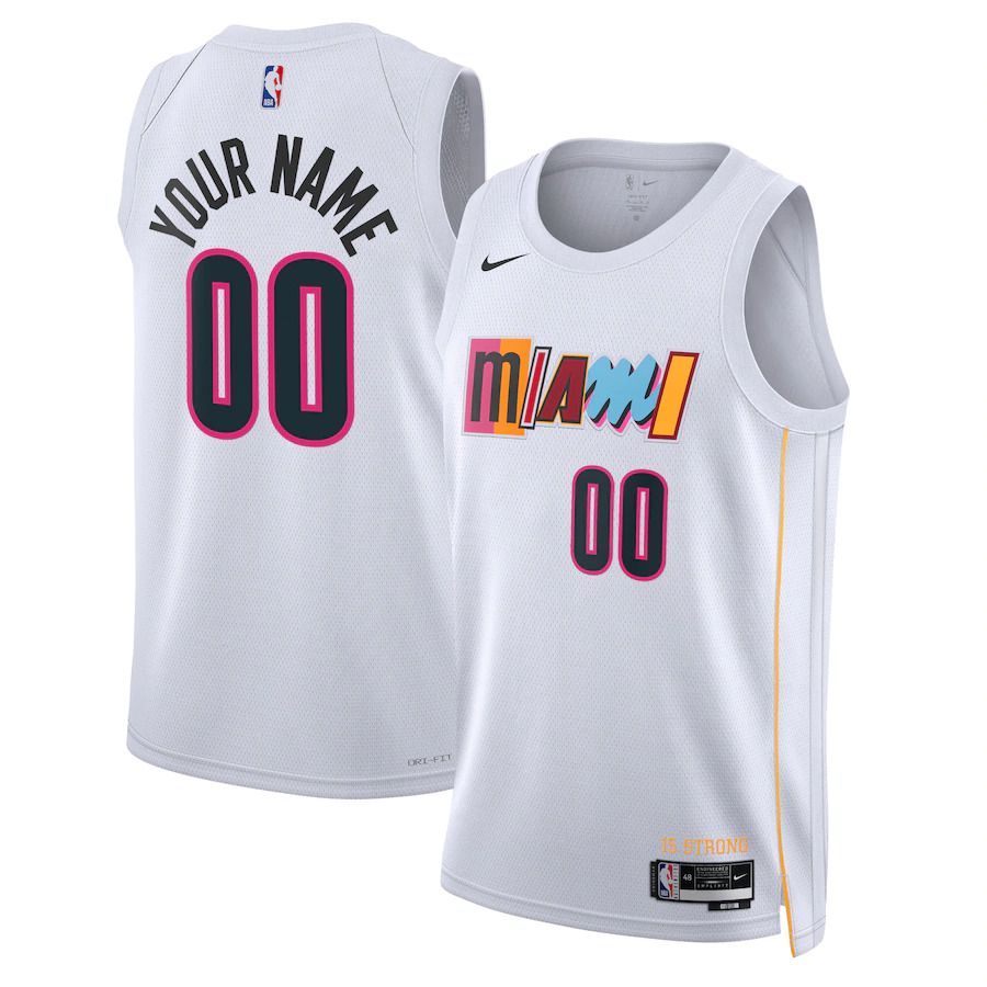 Men Miami Heat Nike White City Edition 2022-23 Swingman Custom NBA Jersey->miami heat->NBA Jersey